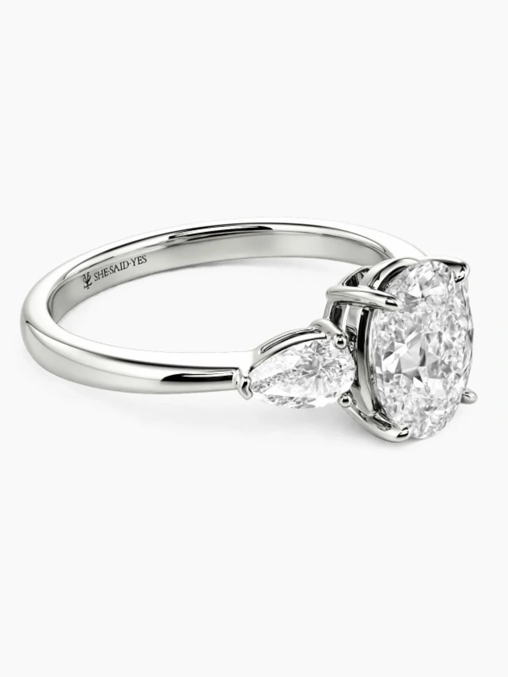 “The Flourishing” Oval Cut 3-Stone Ring, 10K White Gold, NWT| Size 5.5